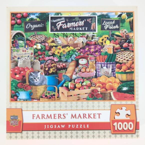 Master Pieces 1000 Piece "Farmers' Market" Jigsaw Puzzle - Good Used Condition - Picture 1 of 10